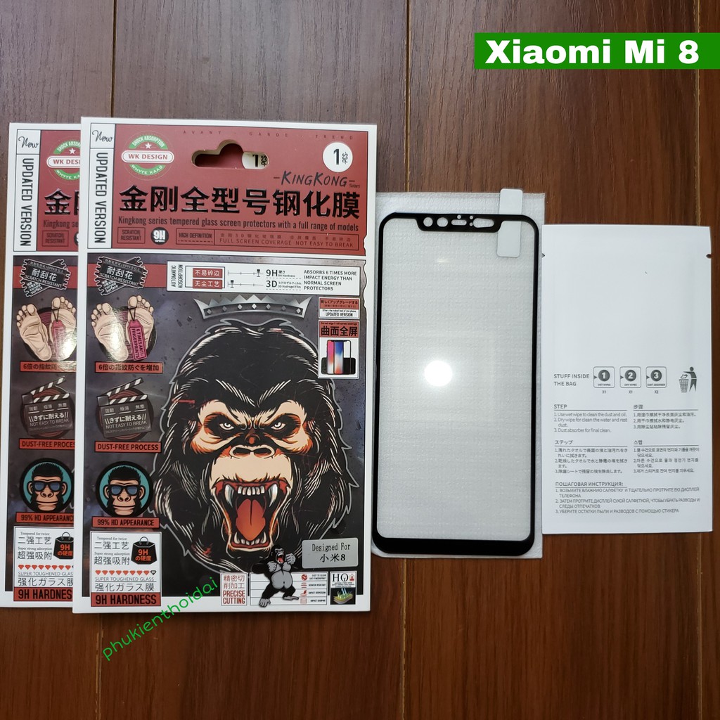 Cường lực Kingkong Xiaomi Mi 8 💝FREESHIP Từ 50k💝 Full màn full keo ôm màn 2.5D cao cấp để