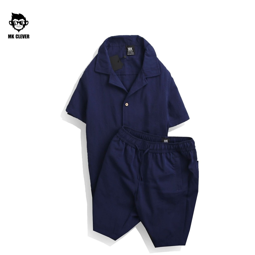 [BST MỚI HÈ 2021] Set đồ nam cộc tay cổ vest MK CLEVER, chất liệu đũi lụa nhẹ, thoáng mặc cho mùa hè