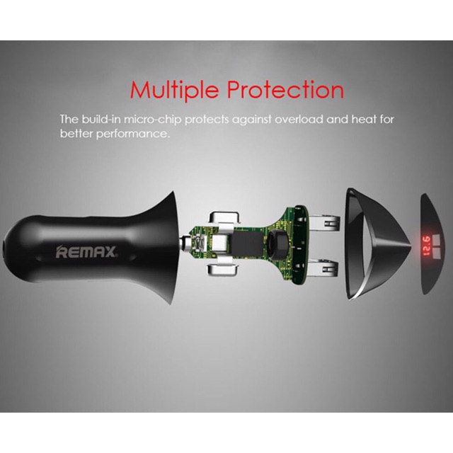 Tẩu sạc xe ô tô remax aliens có 2 cổng USB thiết kế nhỏ gọn