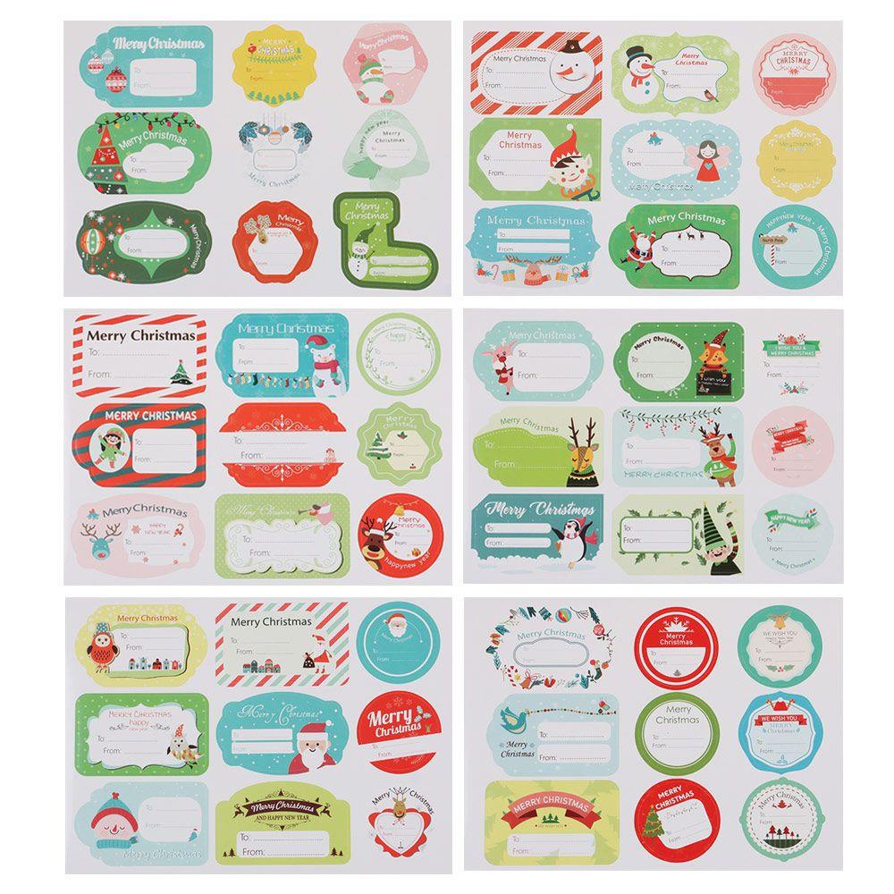 1 Bộ Nhãn Dán Dùng Trang Trí Gói Bánh Quy / Kẹo / Quà Giáng Sinh Bằng Giấy