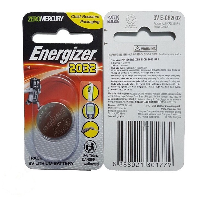 Combo 10 Vỉ Pin CR2032 3V Lithium Energizer Chính Hãng Vỉ 1 Viên