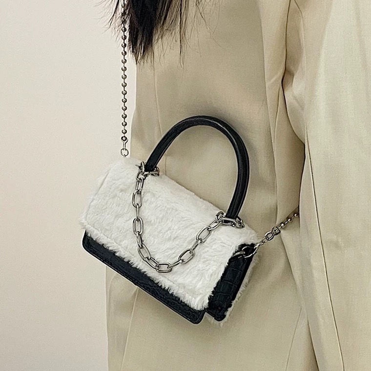 Túi Xách Đeo Vai Hình Vuông Cỡ Nhỏ Phối Dây Đeo Sợi Xích Phong Cách Hàn Quốc Thời Trang Cho Nữ