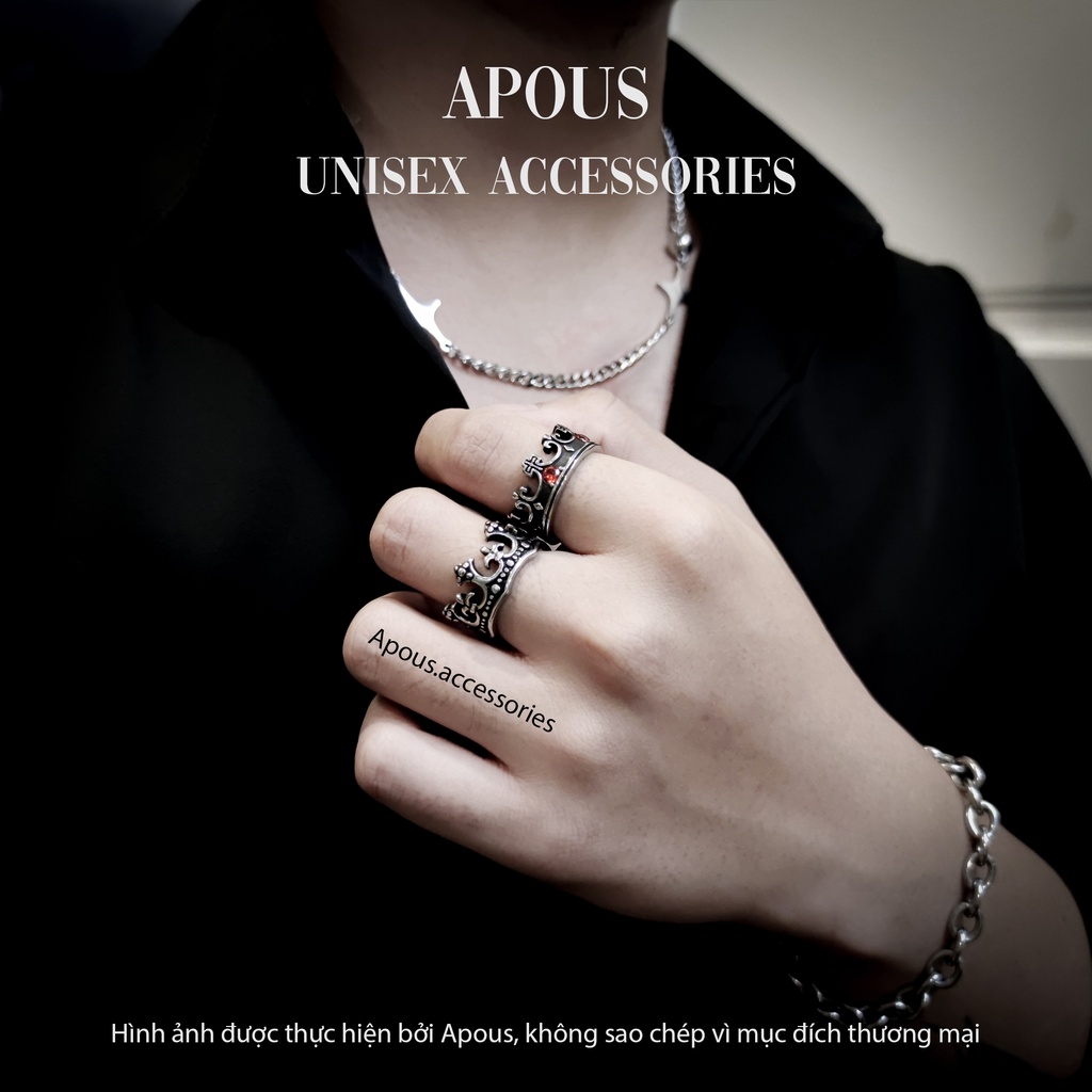 Nhẫn nam nữ Chrome Heart Style N003 - Thép Titan - Phụ kiện trang sức Unisex Apous