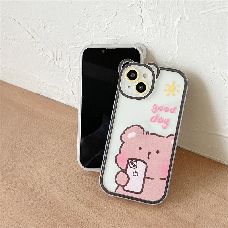Ốp Điện Thoại Mềm Chống Bụi Chống Rơi Họa Tiết Gấu Dễ Thương Cho IPhone 11 12 13 Pro Max XS Max XR X 7 8 Plus