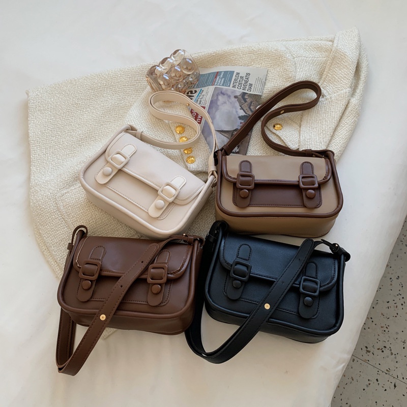 Túi Đeo Vai Hình Vuông Cỡ Nhỏ Màu Tương Phản Thời Trang Hàn Quốc 2022 Cho Nữ