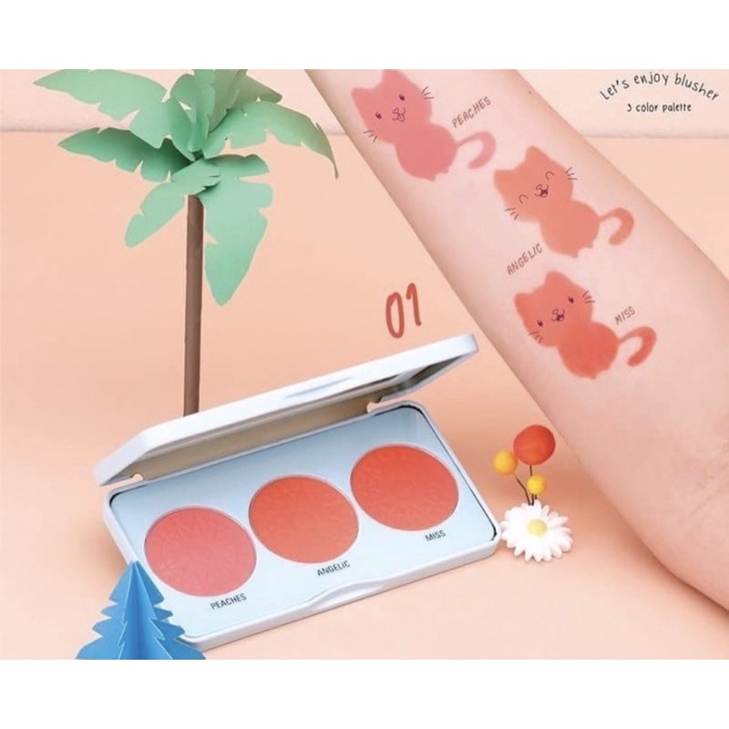 Bảng Phấn Má Hồng ODBO Let's Enjoy Blusher 3 Ô Màu