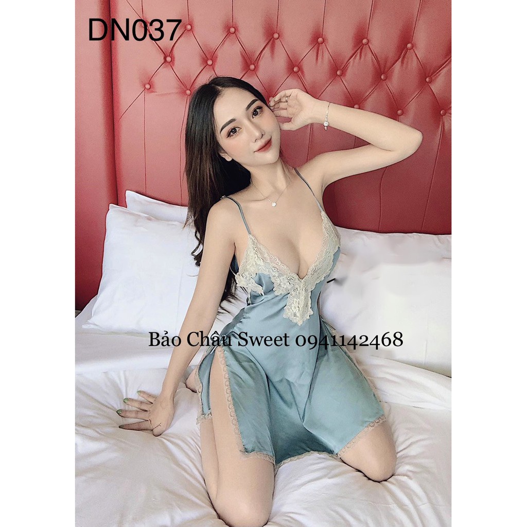 [Mã SMA071008 hoàn 10K xu đơn 0Đ] DN037-váy ngủ lụa xẻ tà (tặng kèm chíp) | BigBuy360 - bigbuy360.vn