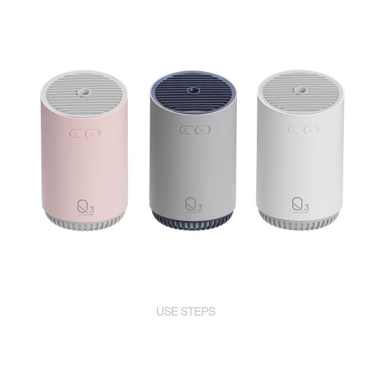 Máy phun sương Humidifier Q3, sạc pin, dung tích 320ml, tạo độ ẩm cho không khí, có chế độ đèn ngủ