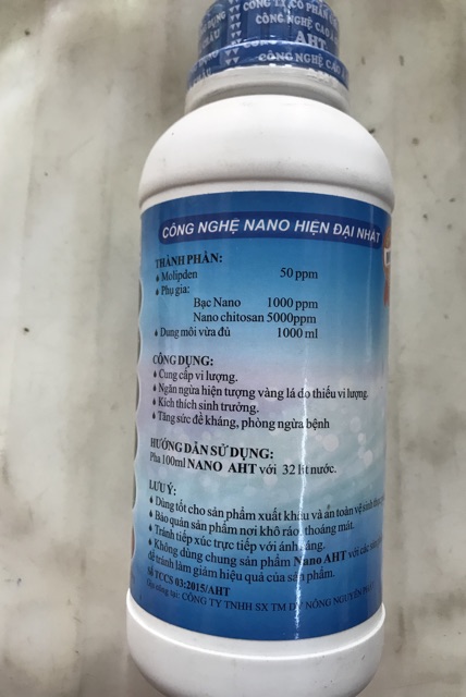 PHÂN BÓN LÁ NANO BẠC AG - AHT CHAI 500ml .