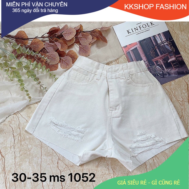 Quần short jean nữ rách màu trắng size đại đến 80kg mẫu quần đùi nữ ngắn hàng VNXK Ms1052 KKSHOPFASHION