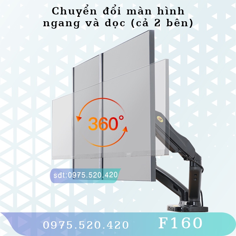 F160 - Giá treo 2 màn hình [17-30 inch]/ Giá đỡ 2 màn hình/ Phiên bản 2 tay của F80 [Cao cấp hơn M052 M074] North Bayou