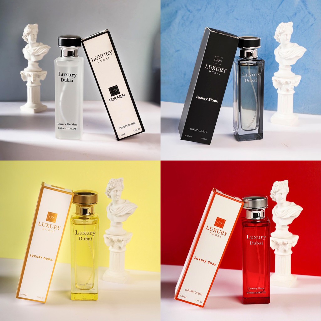 Freeship Combo 4 chai nước hoa Luxury Dubai thơm lâu 10 tiếng . Nước hoa Nam Nữ . chai 50ml  .