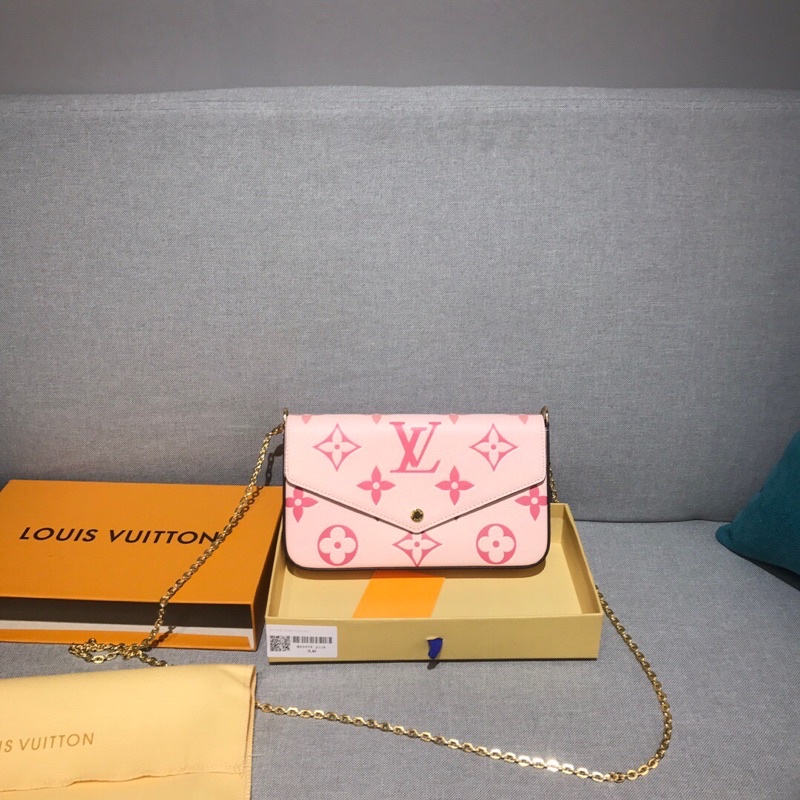 Túi ví đeo chéo LV Louis Vuitton màu hồng pastel họa tiết Monogram hiện đại cao cấp