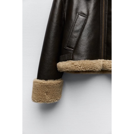 Order áo khoác auth tuồn ZARA của nữ Áo khoác dáng ngắn giả da biker
