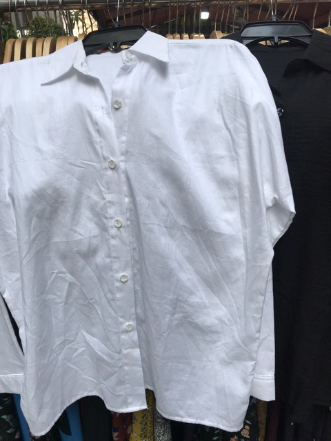 Áo sơ mi nữ 💖 FREESHIP 💖 form rộng màu trắng / đen tay dài vải dày đẹp mát | BigBuy360 - bigbuy360.vn