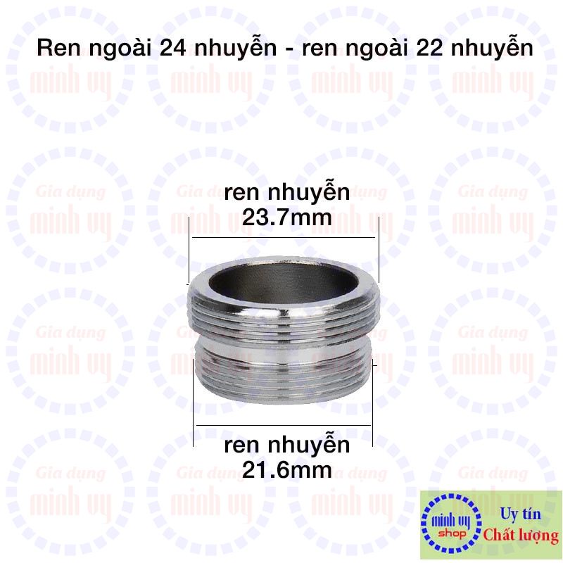 Đầu chuyển đổi vòi nước Ren ngoài Trong 22/Ngoai 24 sang ren ngoài 22/21