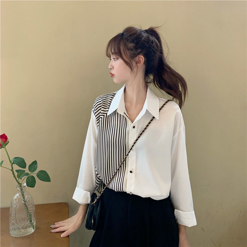 Sơ Mi Nữ Dài Tay Dáng Rộng Kẻ Sọc 573