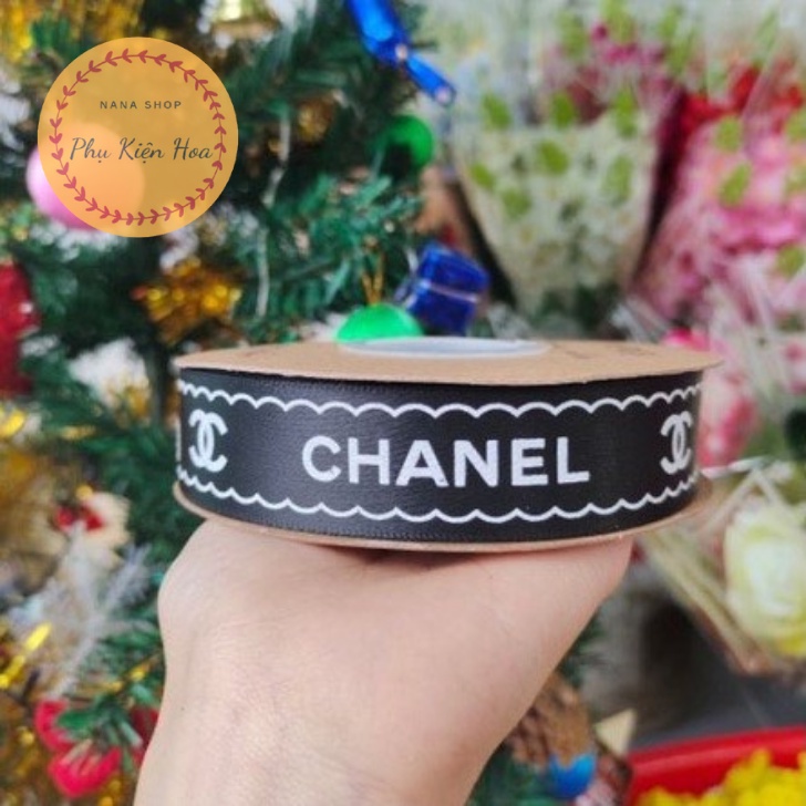 [Cuộn 22m/45m] Dây Ruy Băng Lụa In Chữ ❤️CHANEL❤️ Bản 2,5cm Đủ 6 Màu, Bản Đẹp, Chất Lượng