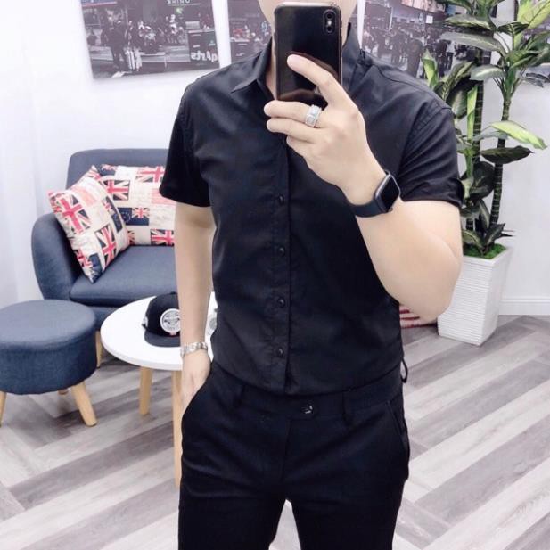 (TRÙM SỈ) Áo sơmi nam tay ngắn nhiều màu trơn