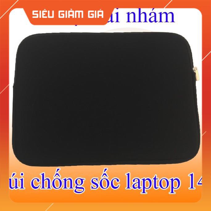 Túi chống sốc 14" cho laptop nhung mút đen loại vải nhám