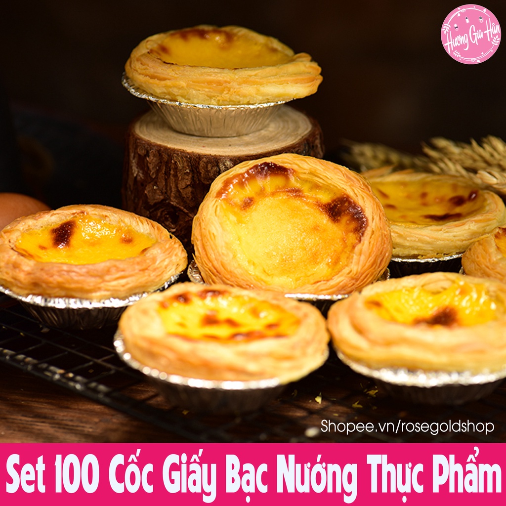 Set 100 Cái Cốc Giấy Bạc 7x4x2cm Nướng Thực Phẩm, Làm Bánh