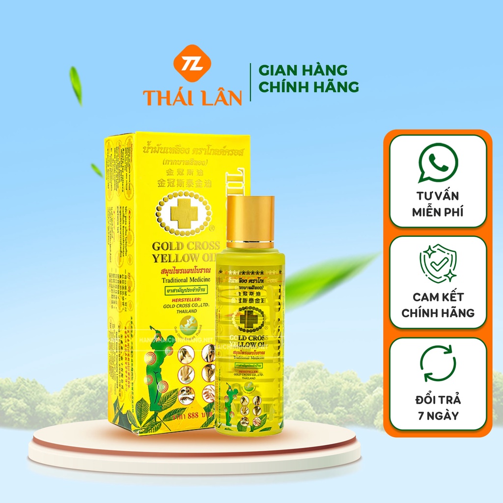 Dầu gió Thập Tự Vàng 48ml hỗ trợ giảm đau nhức, dầu xoa bóp massage Thái Lan