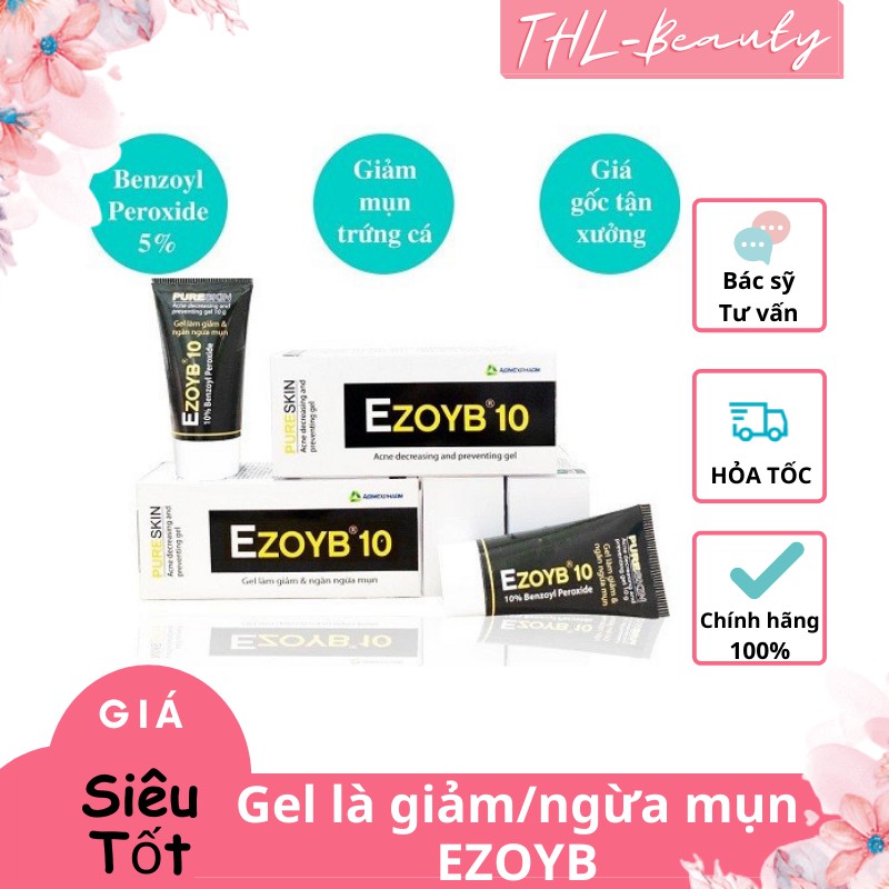 Gel làm giảm và ngăn ngừa mụn EZOYB 15g Benzoyl Peroxide 5% 10%