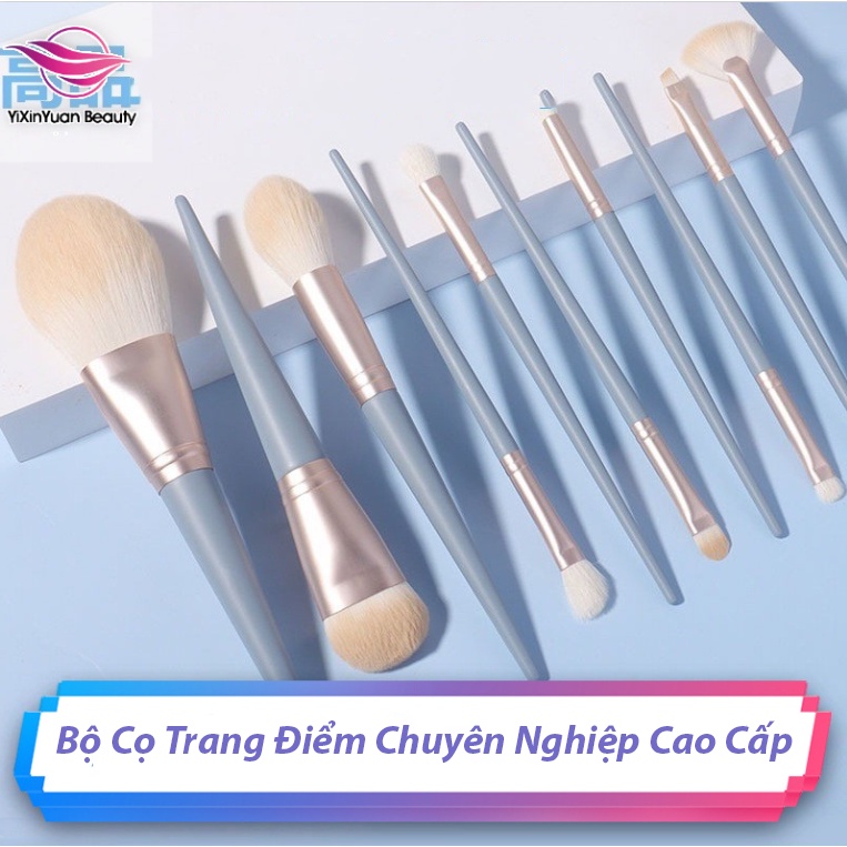 Full Bộ Cọ 10 Chiếc MAKEUP Lông Mềm Mịn Có Túi Và Hộp Đựng Mạ Vàng, Bộ Cọ Trang Điểm Chuyên Nghiệp Cao Cấp Chính Hãng