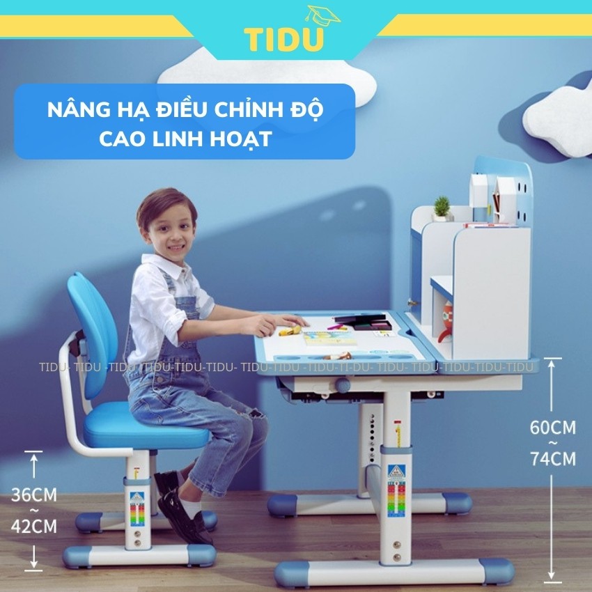 bàn học chống gù chống cận Tidu B16 bàn ghế học sinh thông minh kích thước 60x85cm