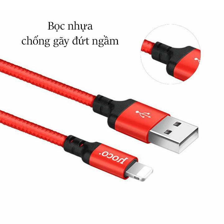 Cáp sạc dây dù lightning Hoco X14 dài 2M cho iPhone, iPad - Pee Store