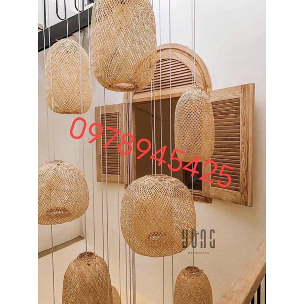 Bán sỉ đèn mây tre: Đèn tre trang trí mẫu mã đa dạng