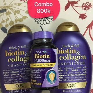 Combo Dầu gội xả và viên uống ngăn rụng tóc, giúp mọc tóc Biotin 