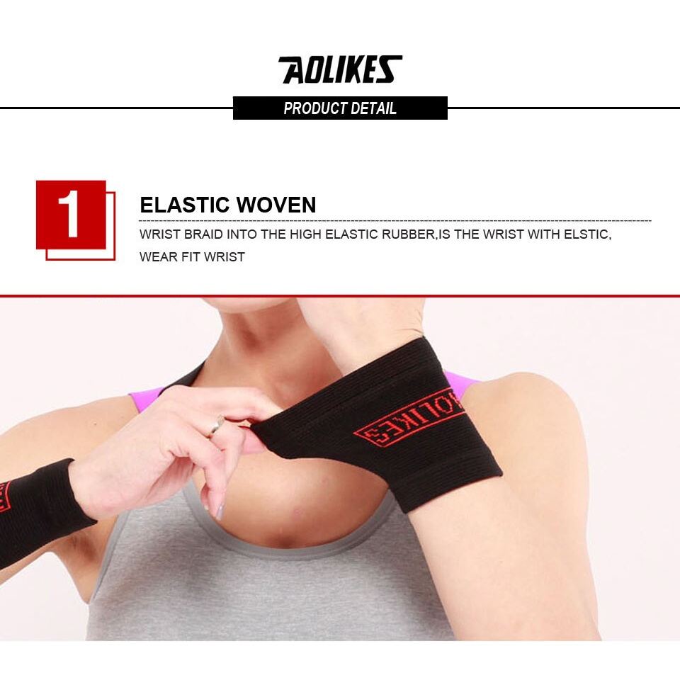 Aolikes 1 Cặp Băng Quấn Bảo Vệ Cổ Tay Unisex Hỗ Trợ Chơi Bóng Rổ / Bóng Đá / Chạy Bộ