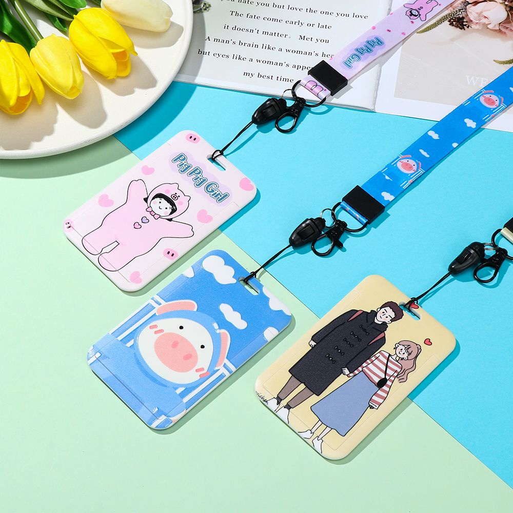 Túi đựng thẻ học sinh danh thiếp dễ thương và dây buộc dùng nhận dạng cho trường học văn phòng