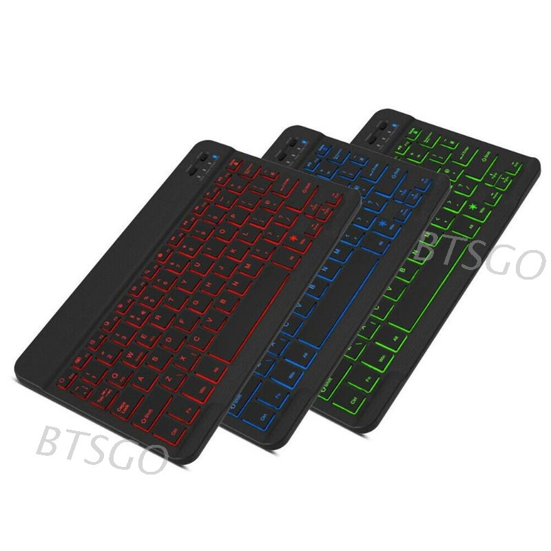 Bàn Phím Bluetooth Không Dây Có Đèn Led 7 Màu Cho Ipad Iphone Laptop Pc Tablet