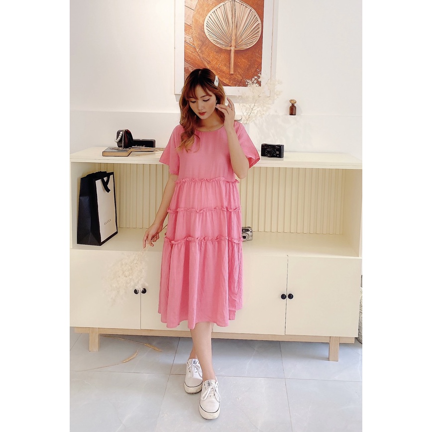 Đầm bầu nhún tầng xinh xăn