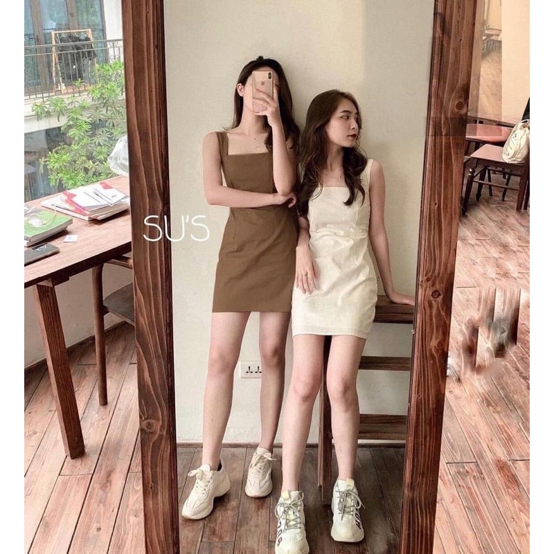 VÁY CỔ VUÔNG 2 MÀU