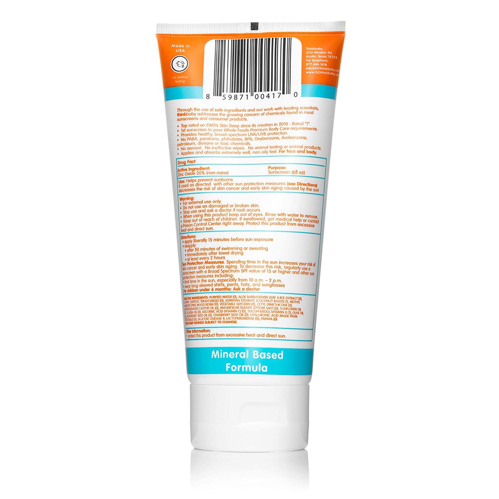 [DATE 2022/2023]KEM CHỐNG NẮNG CHO BÉ THINKBABY SAFE SUNSCREEN BROAD SPECTRUM SPF50 3oz - 89ml