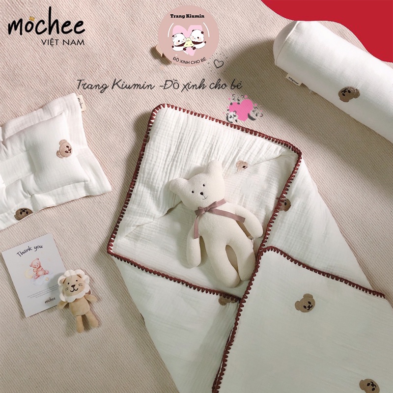 Set Mochee Gấu Thêu Ủ Choàng Cho Bé