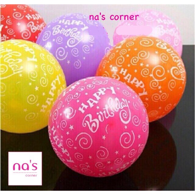 Bong bóng cao su tròn in chữ Happy birthday to dày size lớn (in 5 mặt) cho sinh nhật 10 / 20 / 50 cái