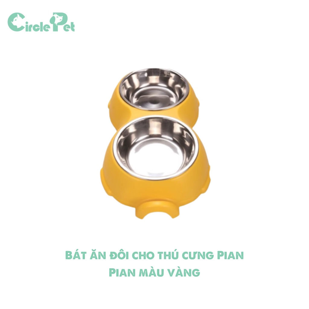 Bát Ăn Đôi Cho Thú Cưng Pian Pian Có Tay Cầm Đế Chống Trơn Trượt Nhiều Màu Sắc - Circle Pet