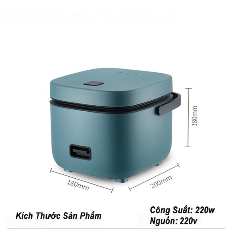 Nồi Cơm Điện Mini Đa Năng JIASHI 0,8L Dùng Nấu Cơm, Nấu Cháo, Hầm, Chưng, Hấp, Luộc cho 1 đến 2 người ăn