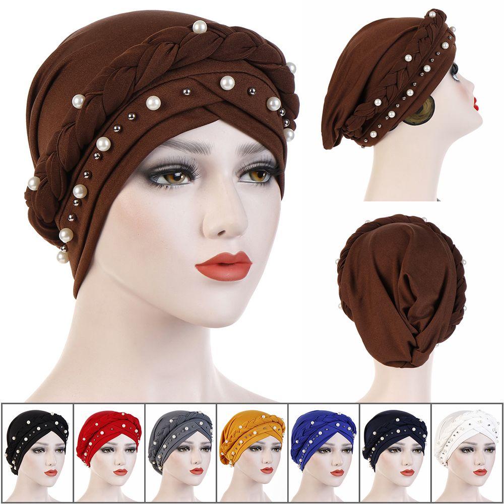 Khăn Trùm Đầu Turban Co Giãn Màu Trơn Cho Phụ Nữ Hồi Giáo