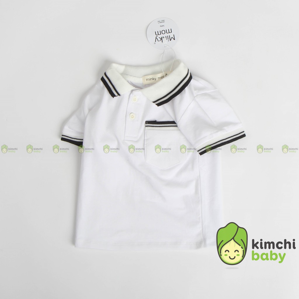 Áo Bé Trai Minky Mom Cổ Trụ Vải Cotton 100% May Túi Ngực, Áo Thun Cho Bé Mặc Hè Đi Học Đi Chơi Cộc Tay MKMA2113