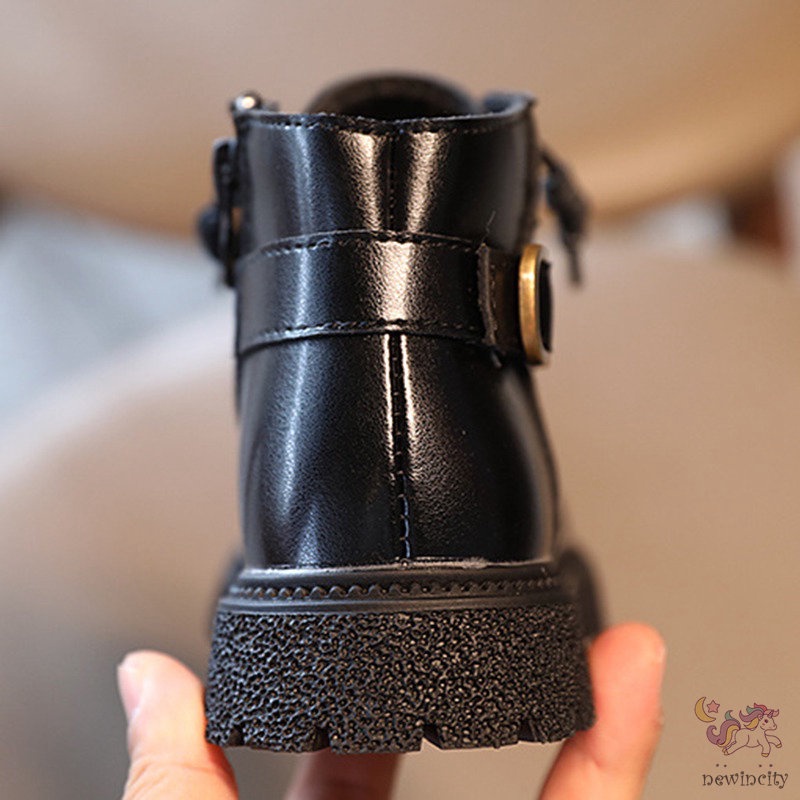 Giày bốt martin bằng da đế mềm phong cách Hàn Quốc độc đáo thời trang mùa thu cho bé gái