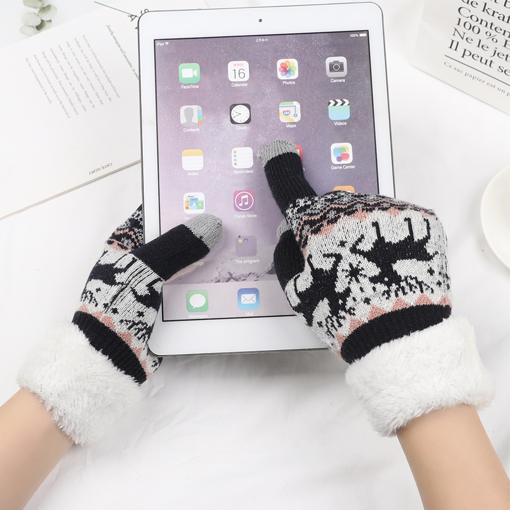 Đôi Găng Tay Trượt Tuyết Dệt Kim Dày Dặn Ấm Áp Chạm Được Màn Hình Cảm Ứng Nhiều Màu Sắc