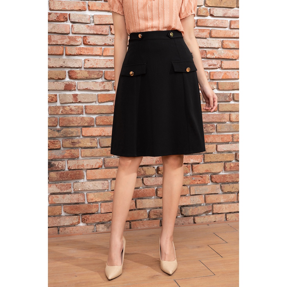 Chân Váy Chữ A LUPERI Eo Có Phối Cúc Chất Liệu Tuypxi Mềm Mại Nữ Tính LFCV5113