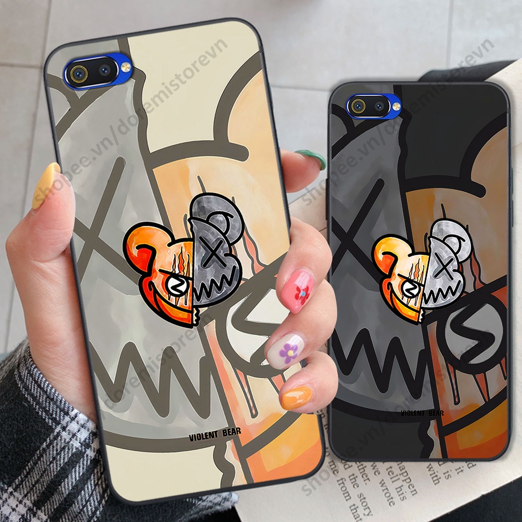 Ốp lưng Realme C1 / C2 hình kaws, kith, bear brick nổi 3D phong cách độc đáo