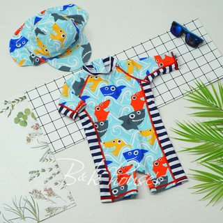 Đồ bơi bé trai liền mảnh + nón