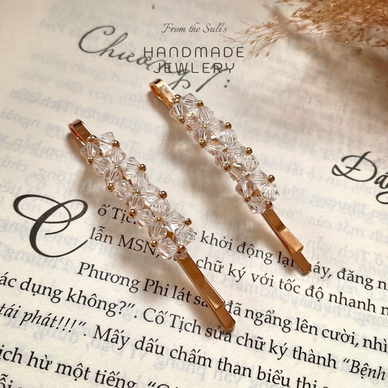 Kẹp tóc mái kết cườm thủ công